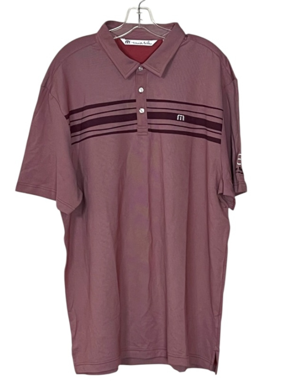 TravisMathew Willow Polo XXL Heather Cardinal Striped Golf Shirt Charity